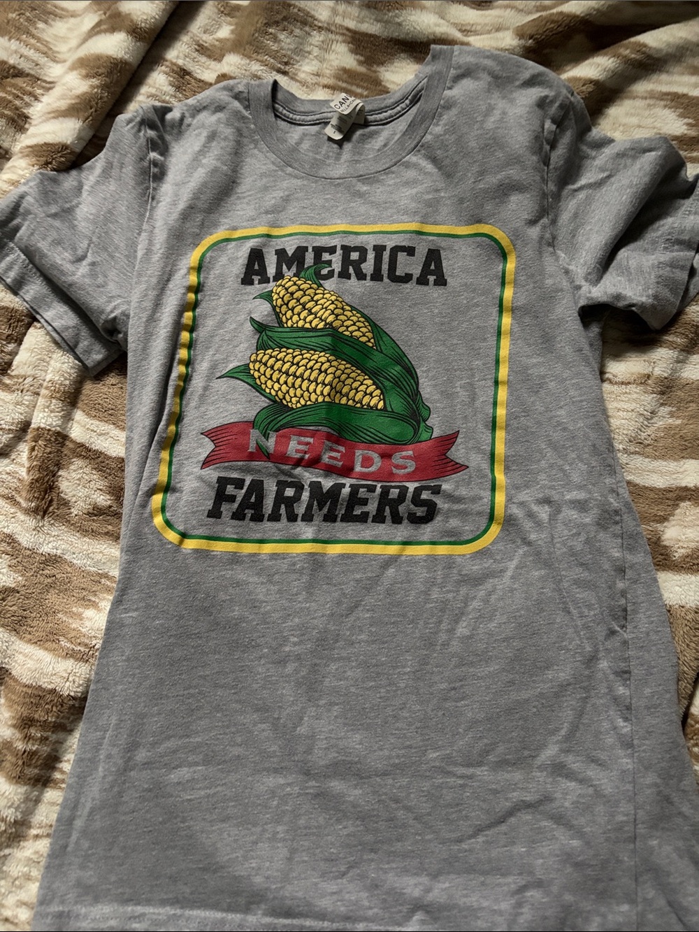 Bella Canvas Gray 'America Needs Farmers' Corn Graphic Tee